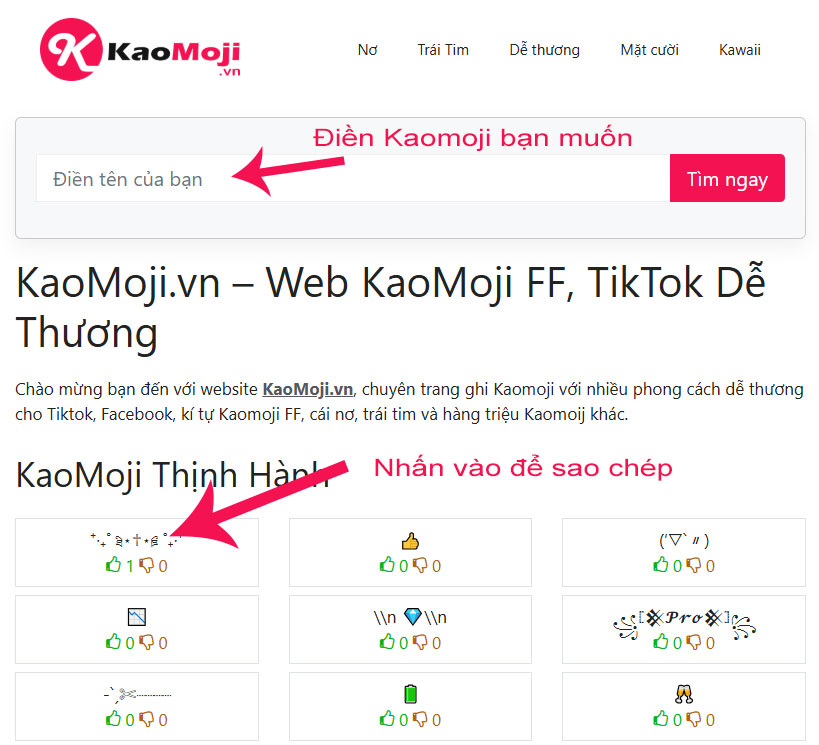 Hướng dẫn sử dụng Kaomoji.vn