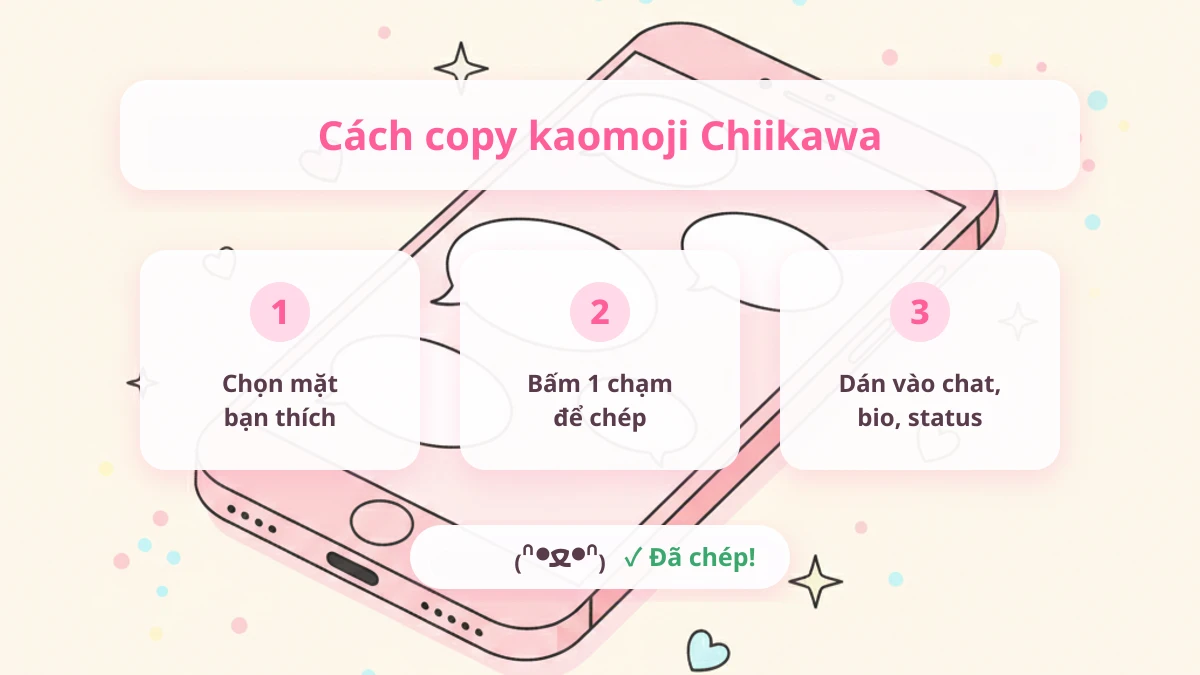 Cách copy kaomoji Chiikawa rồi dán vào chat bio status