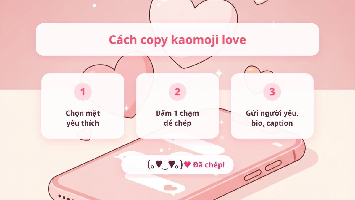 Cách copy kaomoji love gửi người yêu bio caption