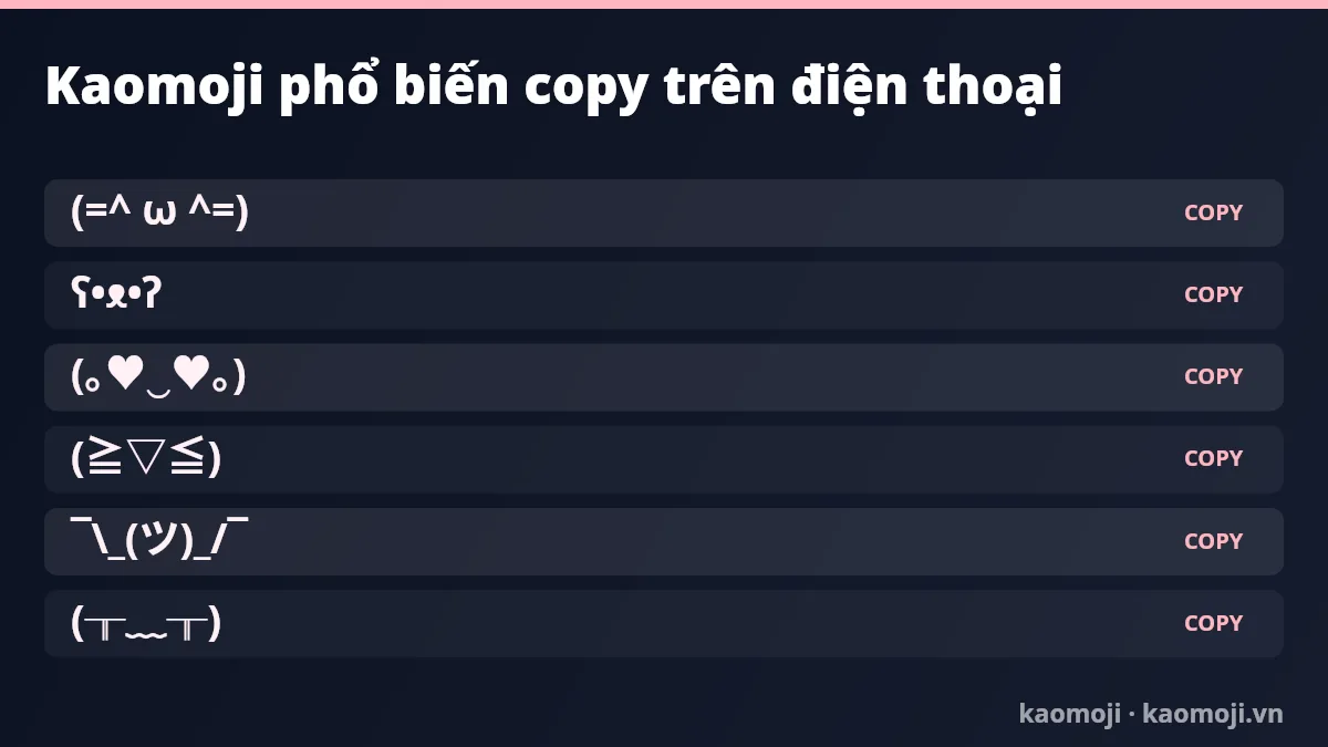 Kaomoji phổ biến copy trên điện thoại iPhone Android