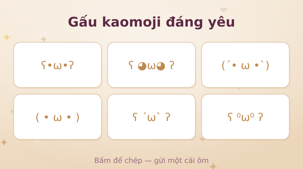 Các mẫu kaomoji gấu đáng yêu