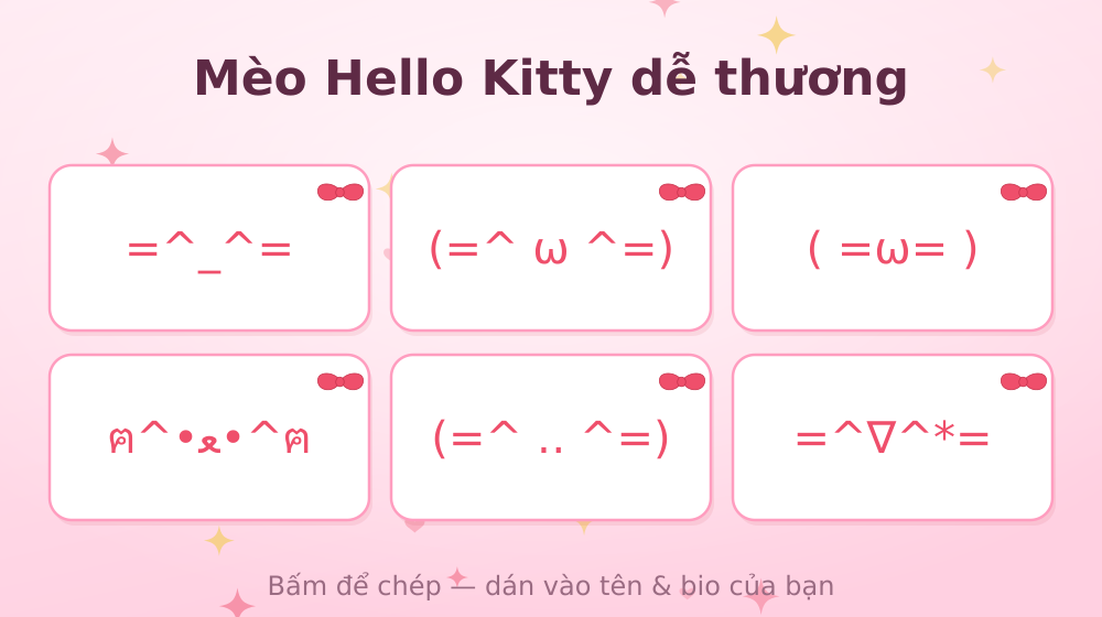 Các mẫu kaomoji Hello Kitty dễ thương