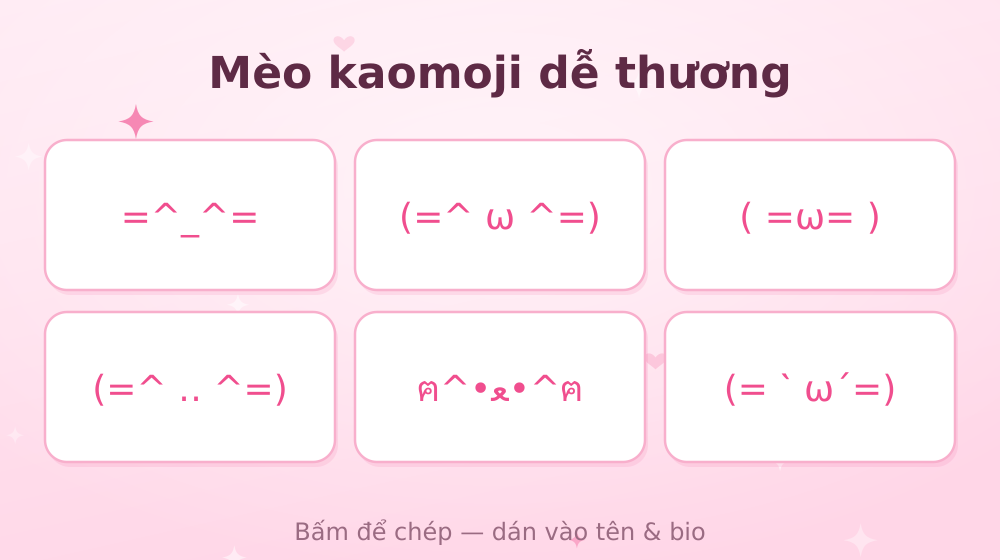 Các mẫu kaomoji mèo dễ thương