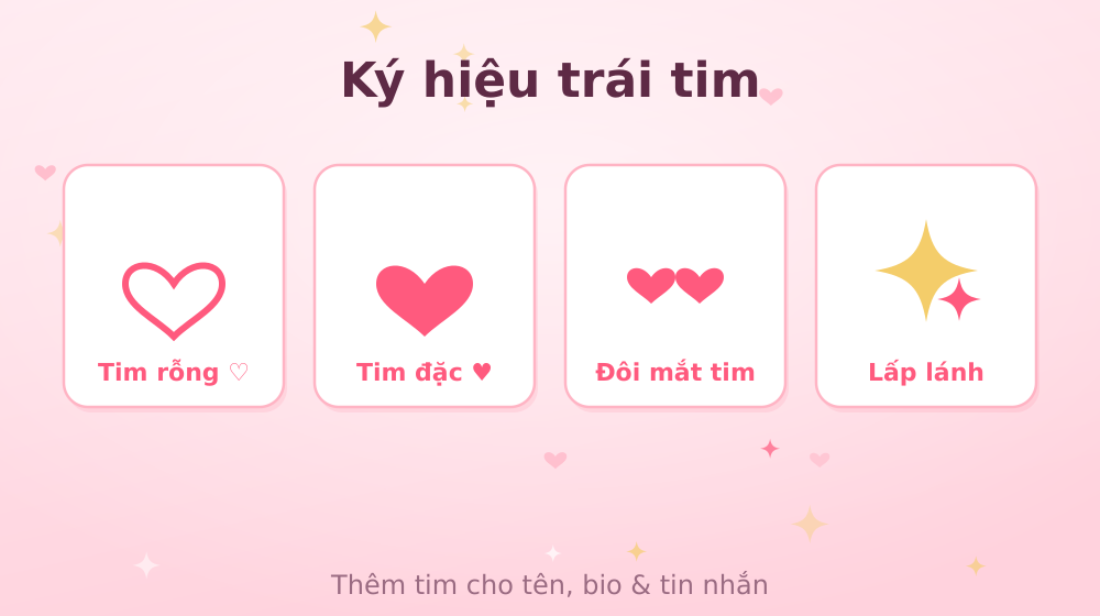 Các ký hiệu trái tim quen thuộc