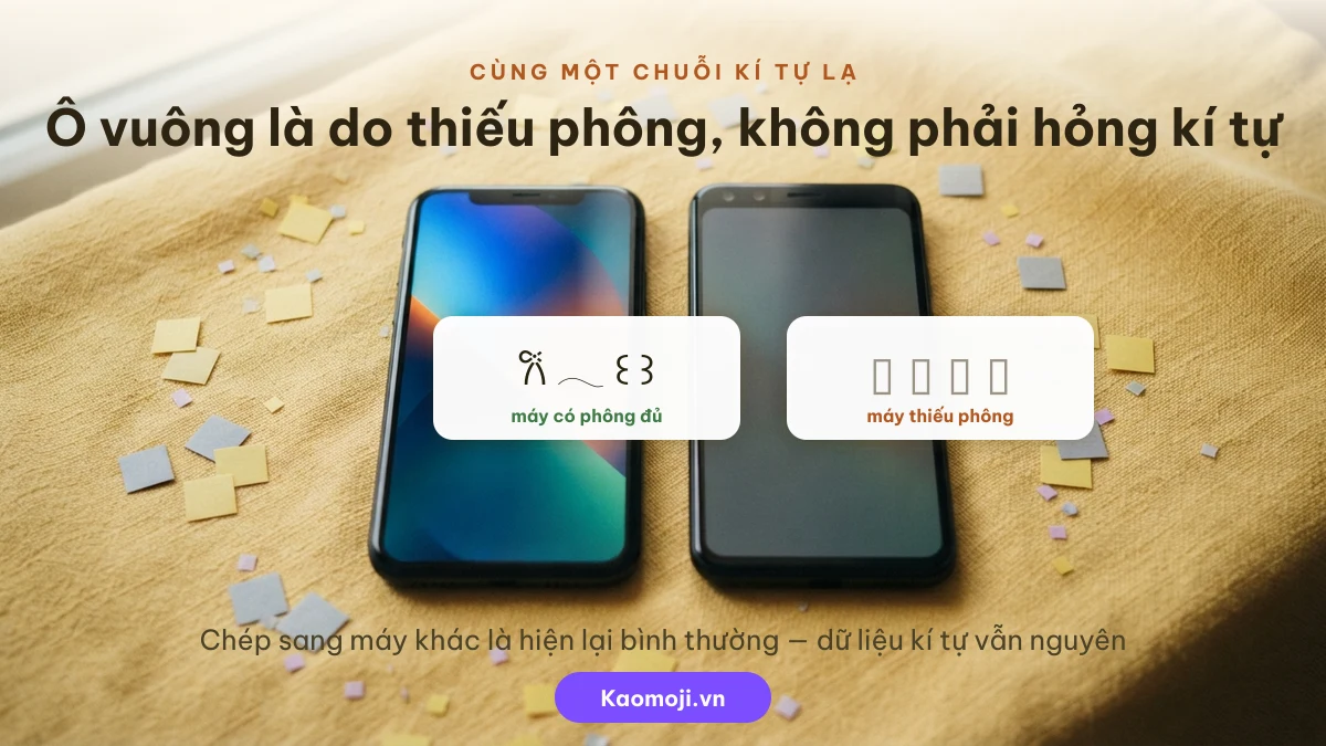 Kí tự lạ hiện ô vuông trên điện thoại vì thiếu phông chữ, không phải lỗi ký tự